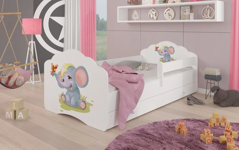Postel s matrací, zábranou a zásuvkou Casimo Elephant 160