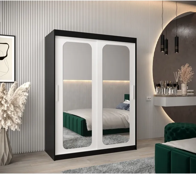 Šatní skříň s posuvnými dveřmi se zrcadlem Promo T3 150 cm