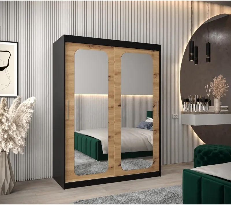 Šatní skříň s posuvnými dveřmi se zrcadlem Promo T3 150 cm