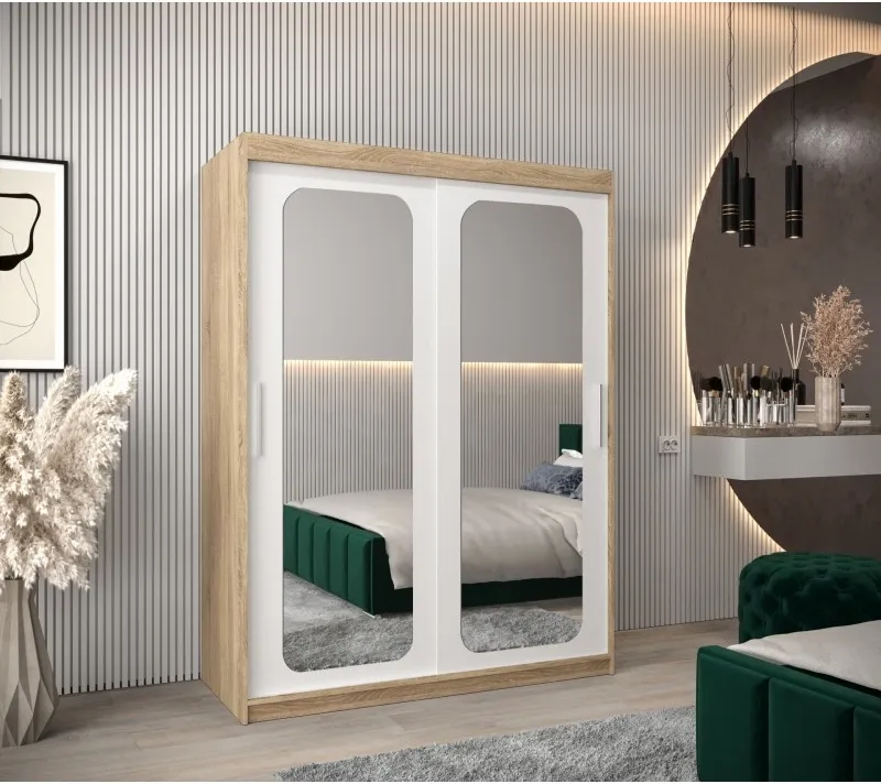 Šatní skříň s posuvnými dveřmi se zrcadlem Promo T3 150 cm