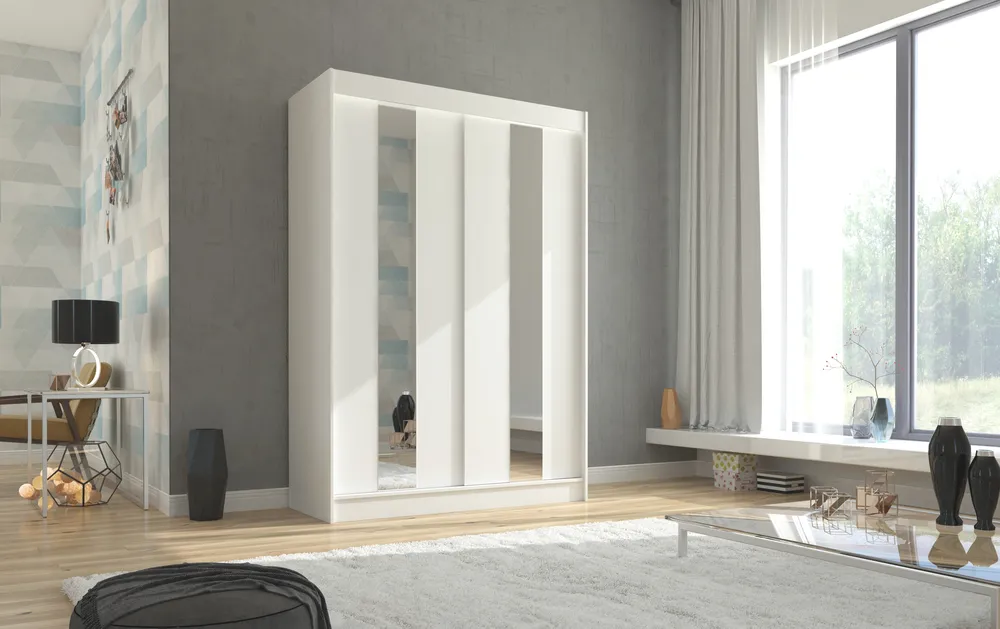 Šatní skříň s posuvnými dveřmi se zrcadlem Balton 150 cm