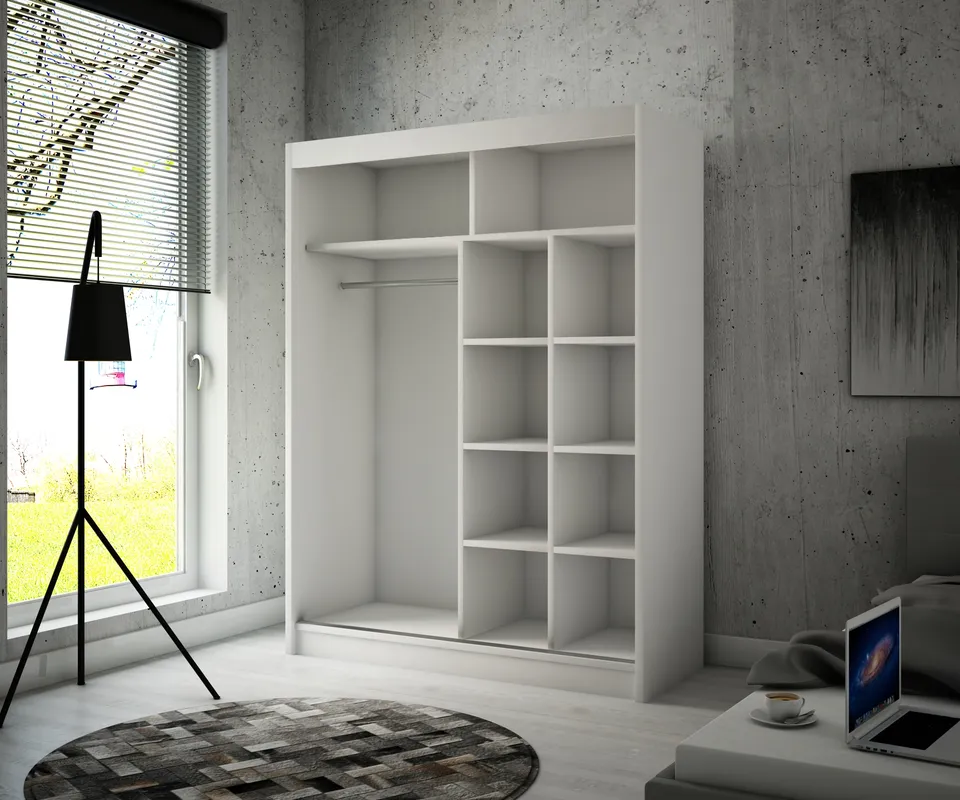 Šatní skříň s posuvnými dveřmi se zrcadlem Balton 150 cm