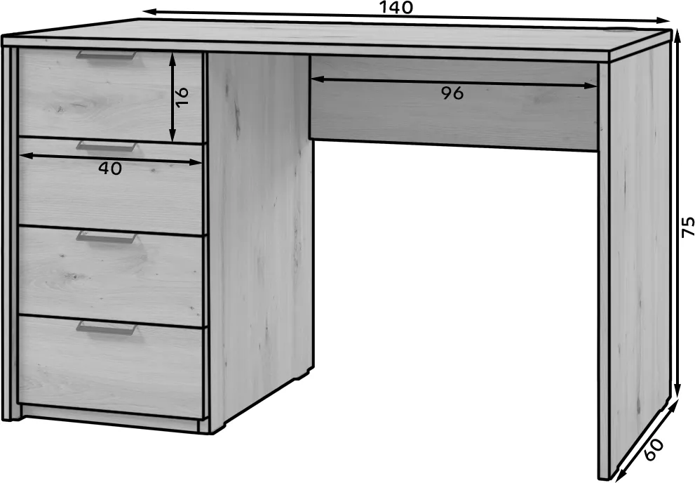 Psací stůl Barold 140x60 cm