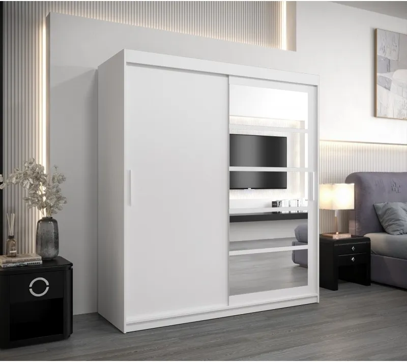 Šatní skříň s posuvnými dveřmi se zrcadlem Roma 1 180 cm