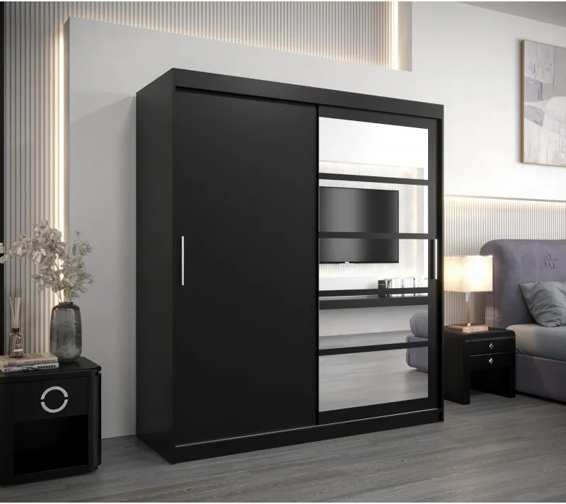 Šatní skříň s posuvnými dveřmi se zrcadlem Roma 1 180 cm