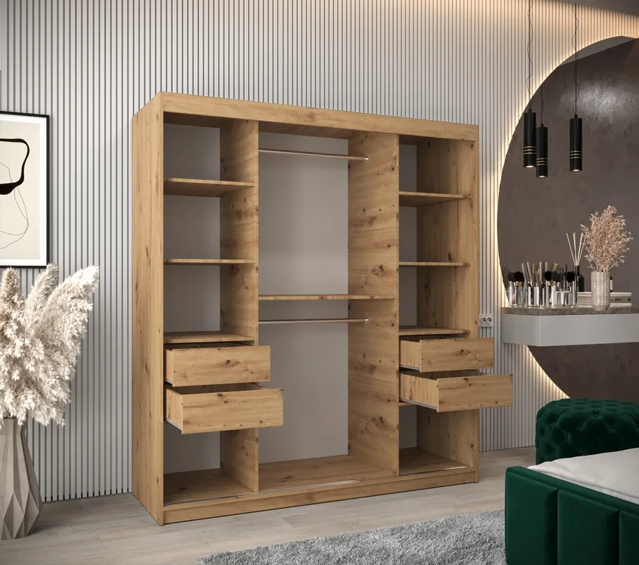 Šatní skříň s posuvnými dveřmi se zrcadlem Roma 1 180 cm