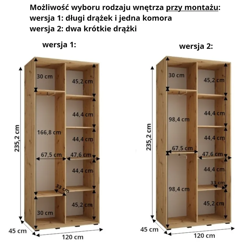 Szafa przesuwna z lustrem Davos 5 240 45 cm głębokości
