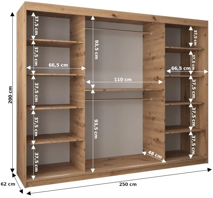 Skriňa s posuvnými dverami Lamelo 250 cm