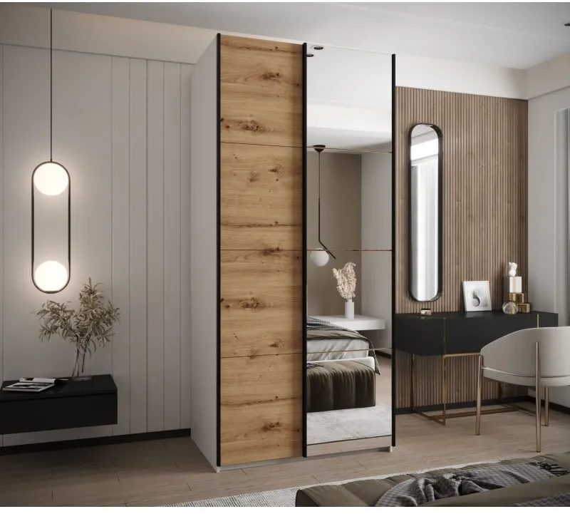 Šatní skříň s posuvnými dveřmi se zrcadlem Lux 3 100