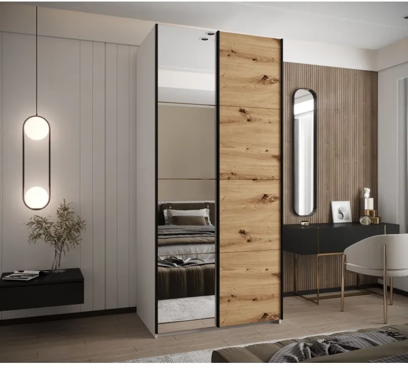 Šatní skříň s posuvnými dveřmi se zrcadlem Lux 3 100
