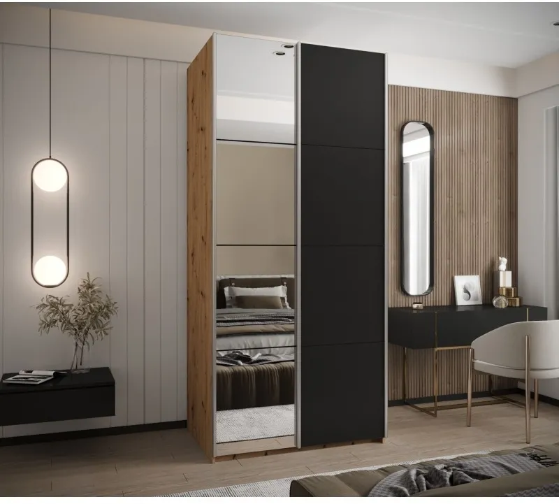 Šatní skříň s posuvnými dveřmi se zrcadlem Lux 3 100