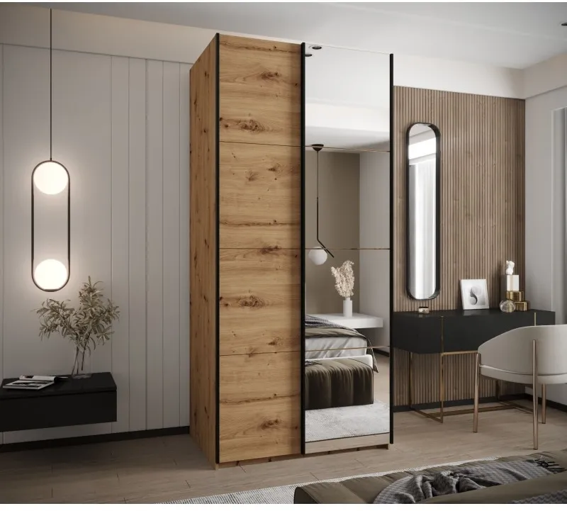 Šatní skříň s posuvnými dveřmi se zrcadlem Lux 3 100