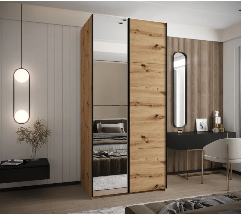 Šatní skříň s posuvnými dveřmi se zrcadlem Lux 3 100