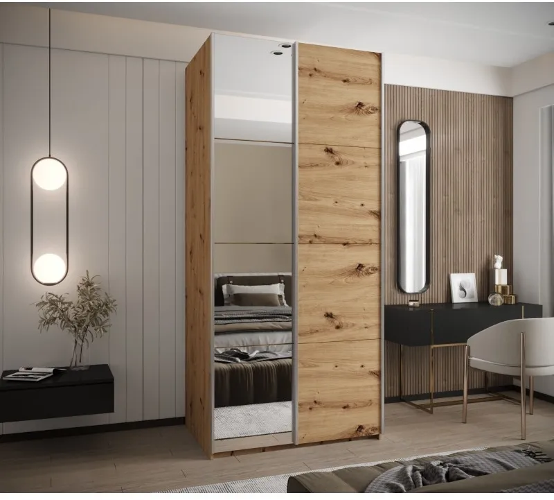 Šatní skříň s posuvnými dveřmi se zrcadlem Lux 3 100