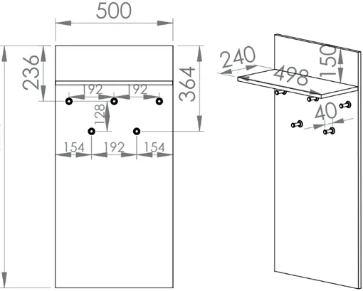 Praktický věšák s policí do předsíně Caro