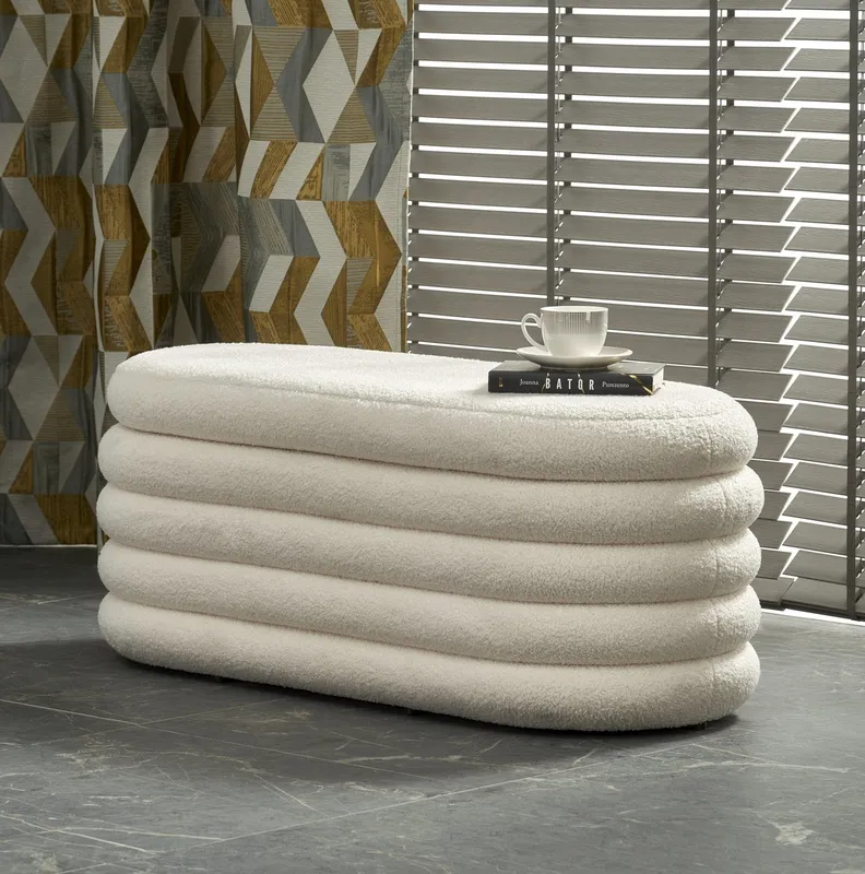 Designová lavice Bliss s úložným prostorem krémová