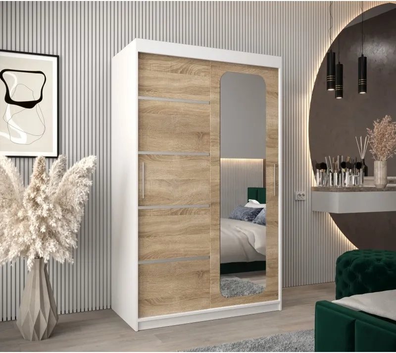 Šatní skříň s posuvnými dveřmi se zrcadlem Promo V2 120 cm
