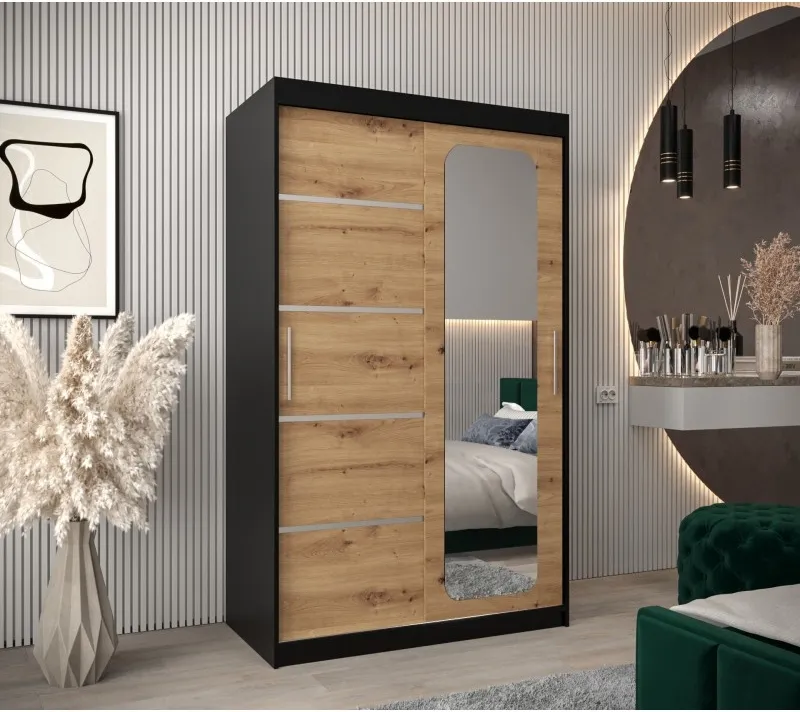 Šatní skříň s posuvnými dveřmi se zrcadlem Promo V2 120 cm