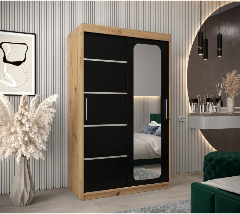 Šatní skříň s posuvnými dveřmi se zrcadlem Promo V2 120 cm