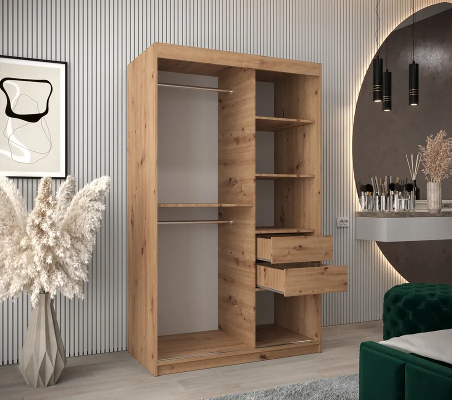 Šatní skříň s posuvnými dveřmi se zrcadlem Promo V2 120 cm