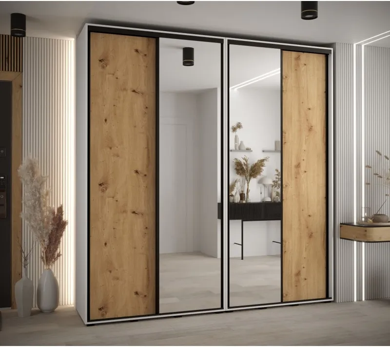 Vysoká šatní skříň s posuvnými dveřmi Davos 3 230, hloubka 45 cm, výška 235,2 cm