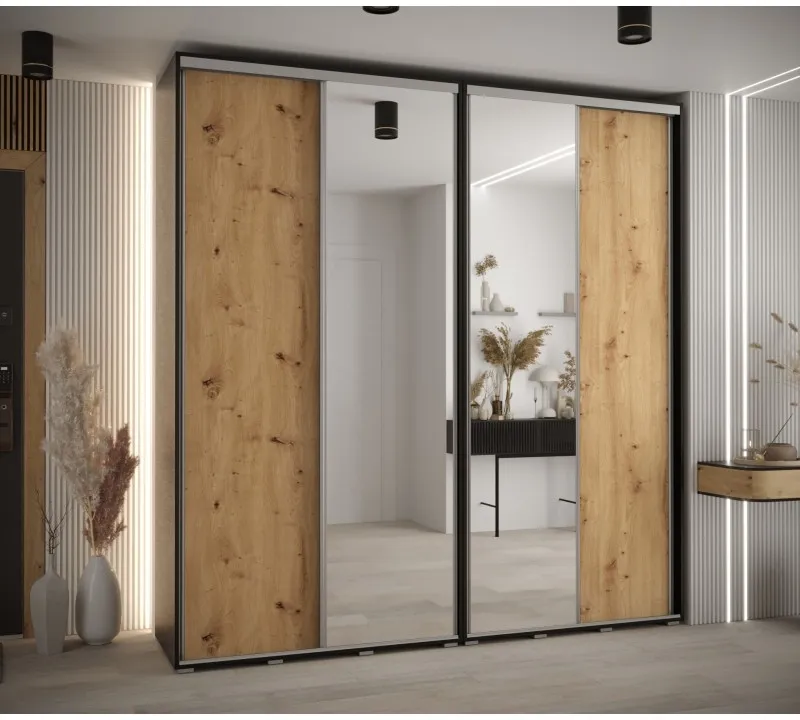 Skriňa s posuvnými dverami so zrkadlom vysoká Davos 3 230 hĺbka 45 cm