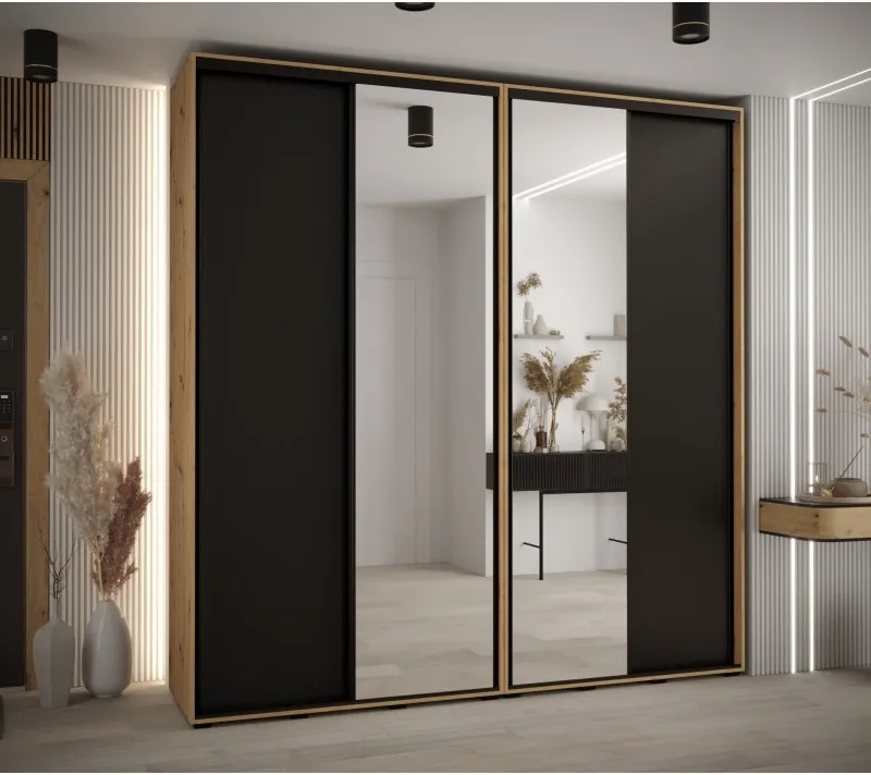 Vysoká šatní skříň s posuvnými dveřmi Davos 3 230, hloubka 45 cm, výška 235,2 cm