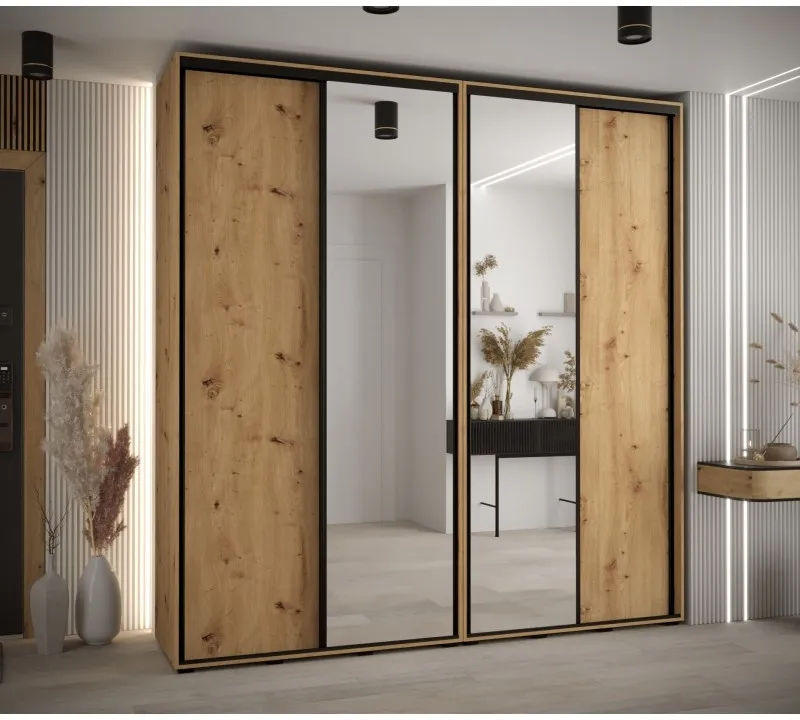 Skriňa s posuvnými dverami so zrkadlom vysoká Davos 3 230 hĺbka 45 cm