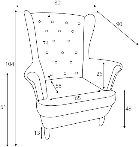 Elegantní čalouněné křeslo s prošíváním do obývacího pokoje Ušák
