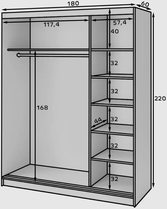 Szafa przesuwna z lustrem Esville III 180