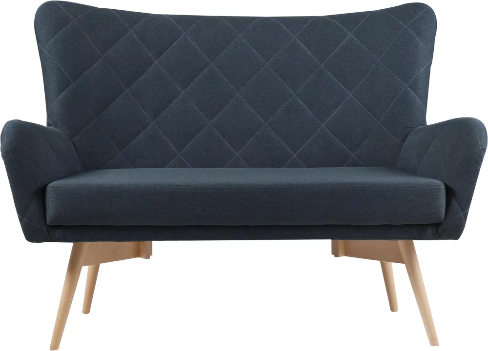 Elegantní prošívaná pohovka s dřevěnými nohami do obývacího pokoje Karro