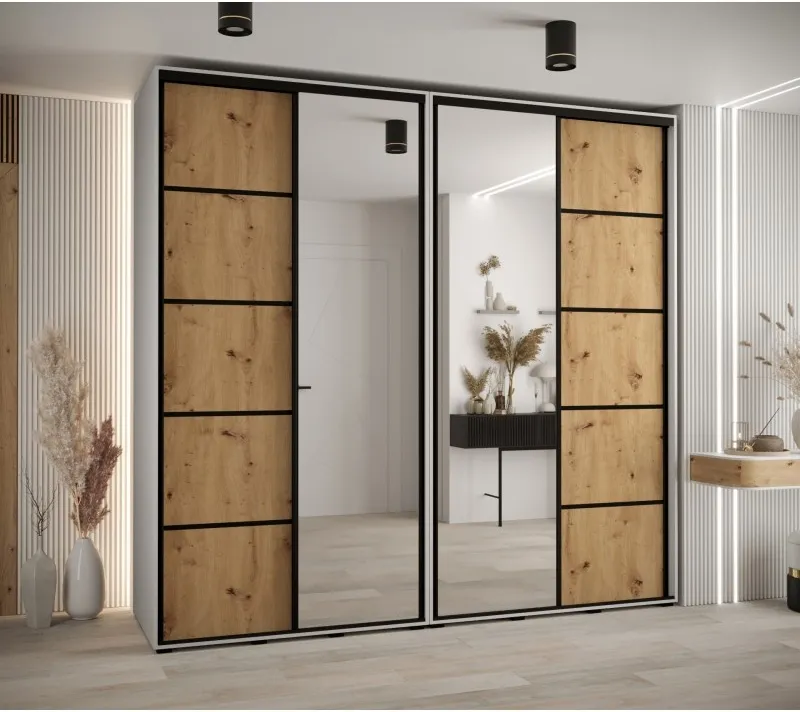 Skříň s posuvnými dveřmi a zrcadlem Davos 5 250, hloubka 50 cm