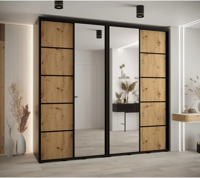 Skříň s posuvnými dveřmi a zrcadlem Davos 5 250, hloubka 50 cm
