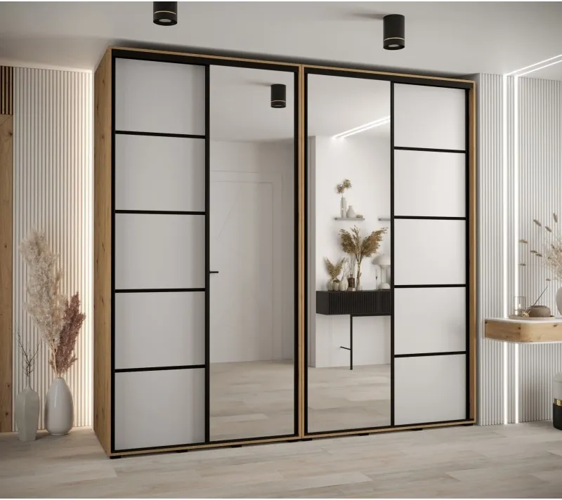 Skříň s posuvnými dveřmi a zrcadlem Davos 5 250, hloubka 50 cm