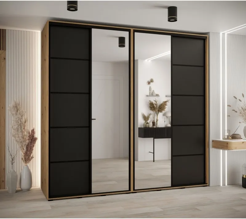 Skříň s posuvnými dveřmi a zrcadlem Davos 5 250, hloubka 50 cm