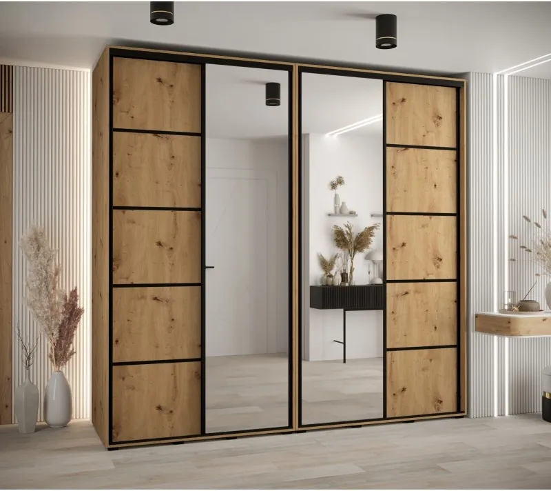 Skříň s posuvnými dveřmi a zrcadlem Davos 5 250, hloubka 50 cm