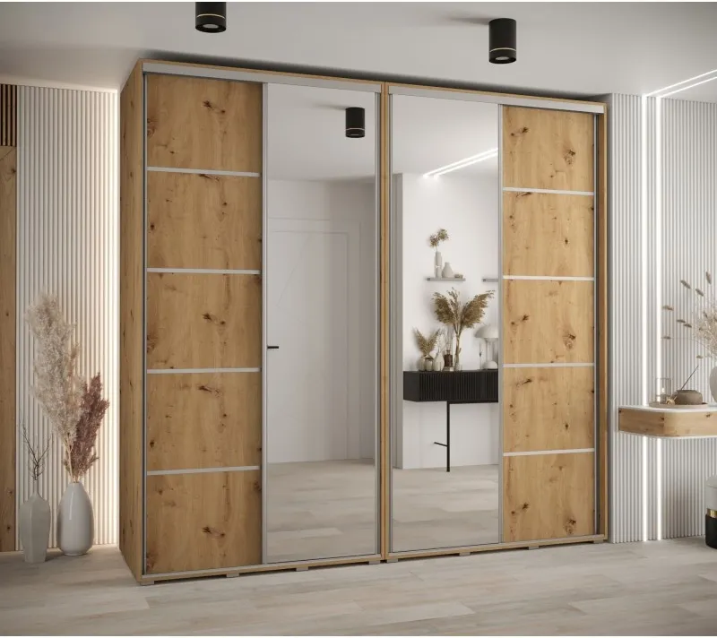 Skříň s posuvnými dveřmi a zrcadlem Davos 5 250, hloubka 50 cm