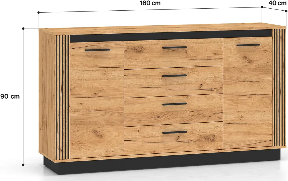Dvoudveřová komoda se čtyřmi zásuvkami Urso