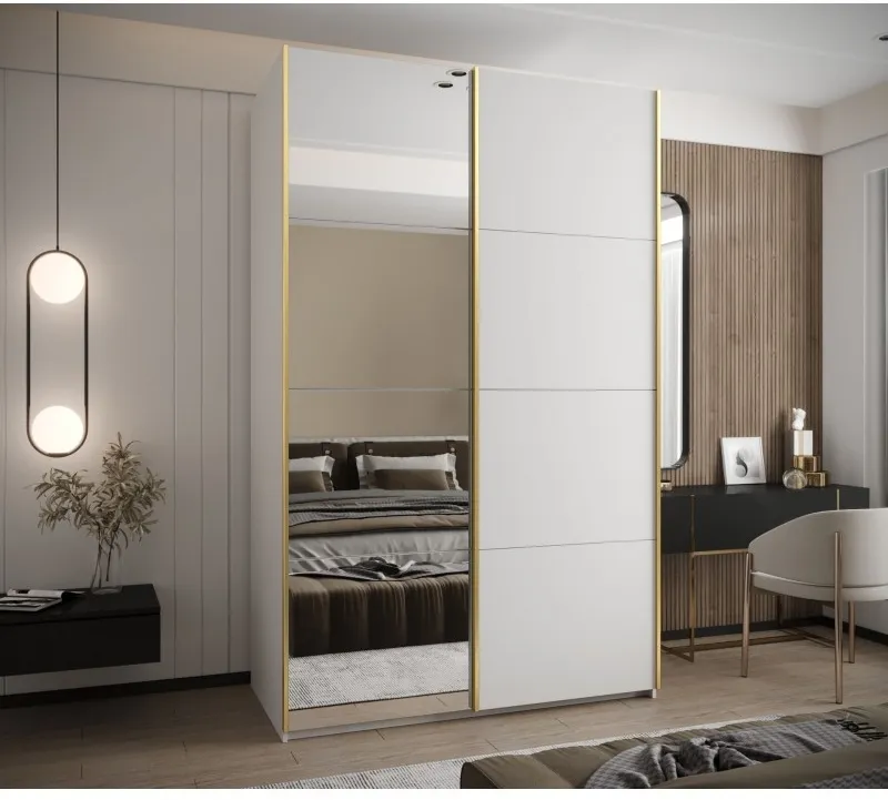 Šatní skříň s posuvnými dveřmi se zrcadlem Lux 3 150