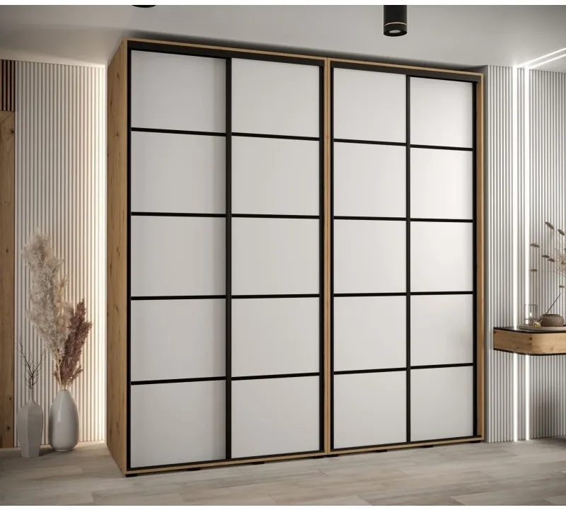 Vysoká šatní skříň s posuvnými dveřmi Davos 4 230, hloubka 60 cm, výška 235,2 cm