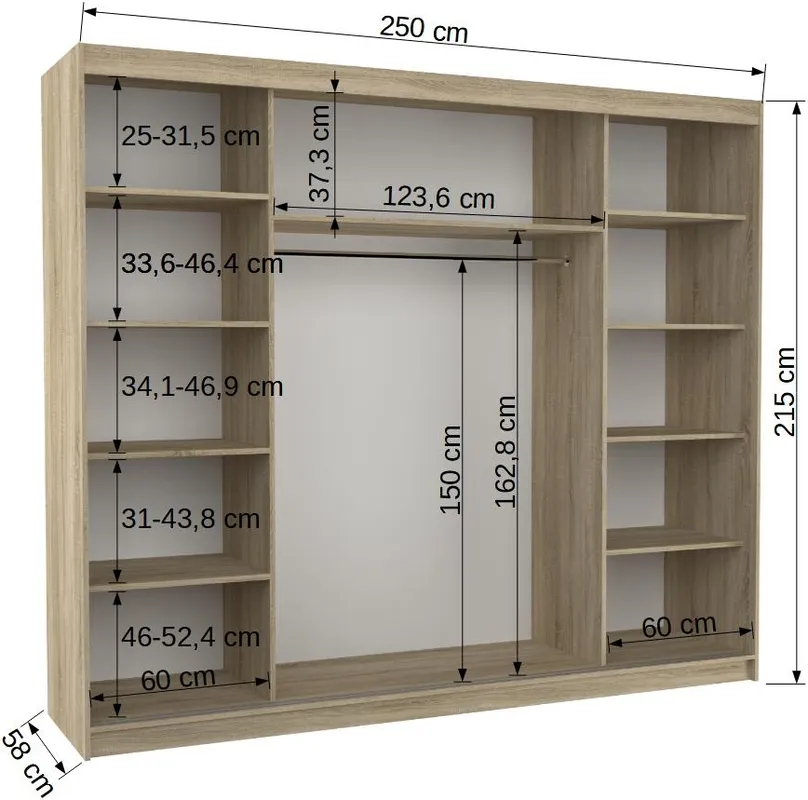 Šatní skříň Chester 250 cm