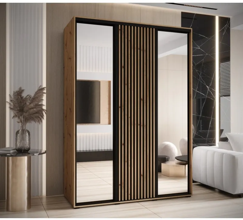 Šatní skříň s posuvnými dveřmi a zrcadlem Lanko 2 170, hloubka 60 cm