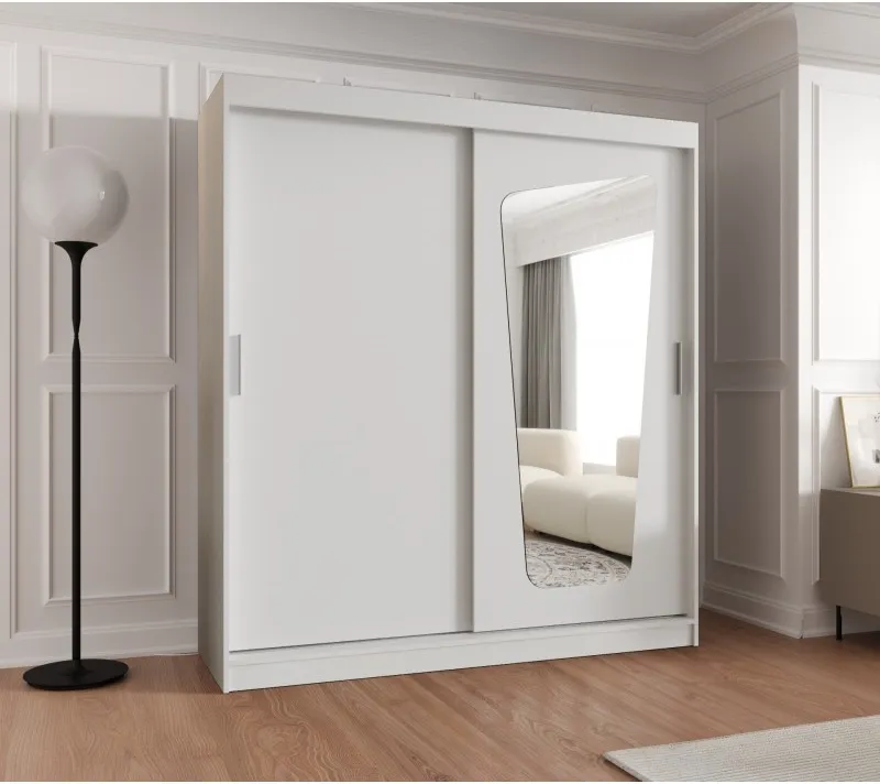 Šatní skříň s posuvnými dveřmi se zrcadlem Moka 180 cm