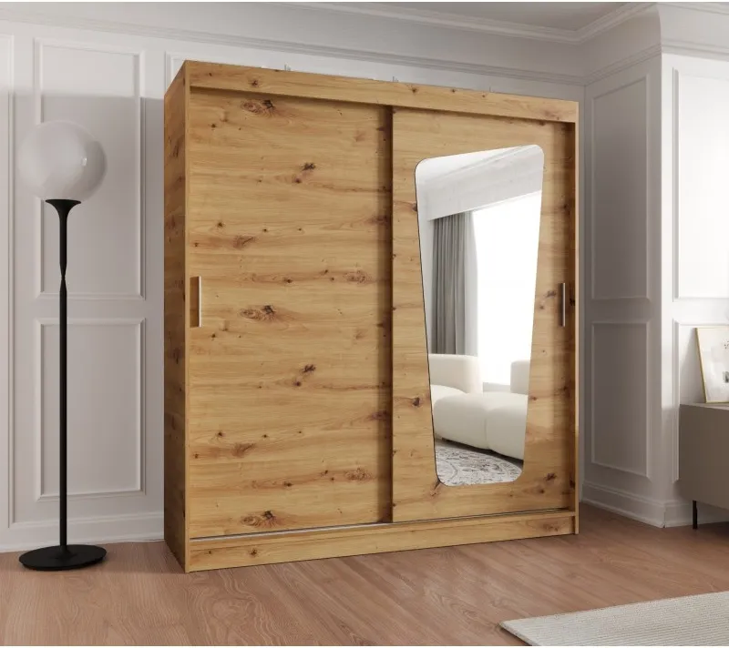 Šatní skříň s posuvnými dveřmi se zrcadlem Moka 180 cm