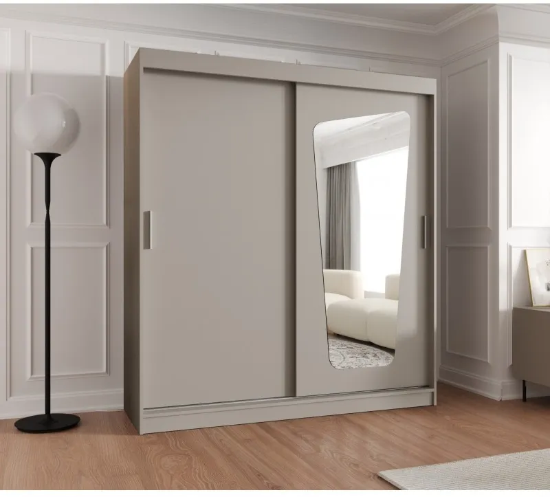 Šatní skříň s posuvnými dveřmi se zrcadlem Moka 180 cm