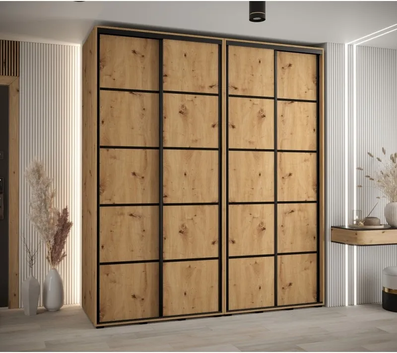 Vysoká šatní skříň s posuvnými dveřmi Davos 4 210, hloubka 60 cm, výška 235,2 cm