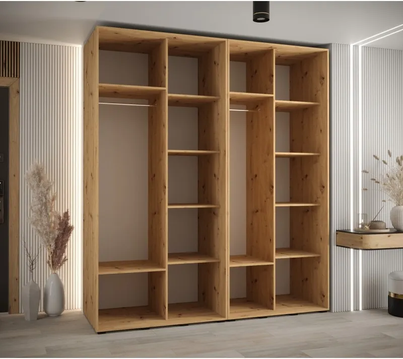 Vysoká šatní skříň s posuvnými dveřmi Davos 4 210, hloubka 60 cm, výška 235,2 cm