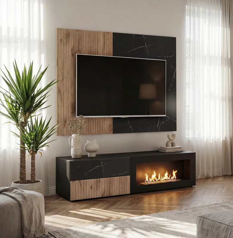 Obývací stěna Cannes s biokrbem