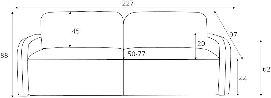 Sofa Timo z funkcją spania DL i pojemnikiem 