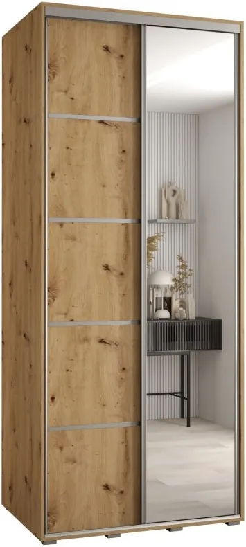 Skříň s posuvnými dveřmi a zrcadlem Davos 5 100, hloubka 60 cm